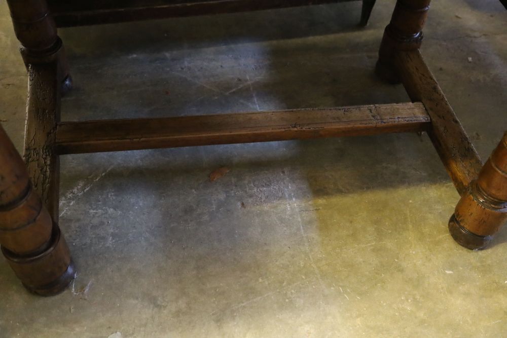 An early 19th century French provincial cherry and walnut centre table, width 104cm depth 68cm height 72cm